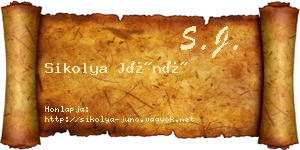 Sikolya Júnó névjegykártya